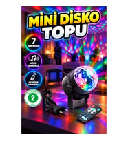 RGB LED Disko Küresi 7 Işık Modlu, Müzik Sensörlü ve Uzaktan Kumandalı