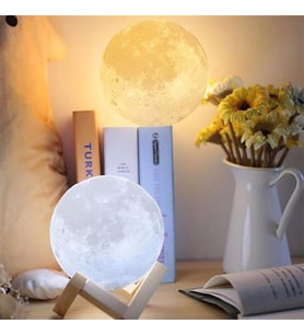 3D Ay  Mom Sarı Renk Gece Lambası  *STAND HEDİYELİ*