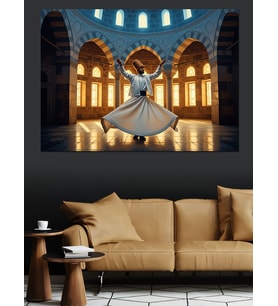 Semazen Derviş Cami İçi Dekoratif Kanvas - Mdf Ahşap Tablo