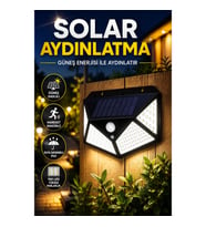 Güneş Enerjili Solar Bahçe Lambası 100 LED Hareket Sensörlü Dış Mekan Aydınlatma