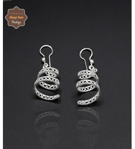 Sallantılı Sarmal Model 925 Ayar Gümüş Telkari Kadın Küpe 201024671