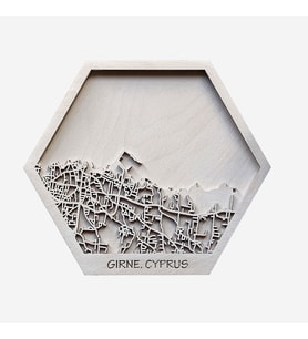 İstediğiniz Yerin 10cm Altıgen Beyaz Rengi Ahşap Şehir Haritası (beyaz)