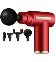 Masaj Aleti 1800mAh Batarya Derin Doku Kas Masaj Tabancası Masajı 30W Type-C Hızlı Şarj Girişli 4 Farklı Massage Başlıklı KH-850 - Kırmızı
