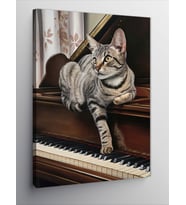 Kanvas Tablo Kedi Ve Piyano