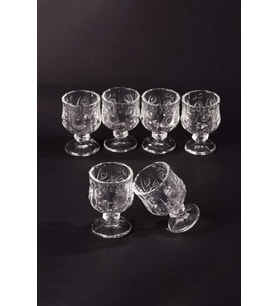 Ayaklı Kahve Yanı Bardağı Kristal Kesim Shot Bardak 7cm x 4 cm 6 Lı Set