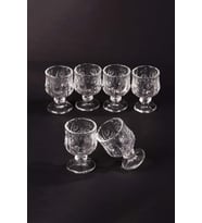 Ayaklı Kahve Yanı Bardağı Kristal Kesim Shot Bardak 7cm x 4 cm 6 Lı Set