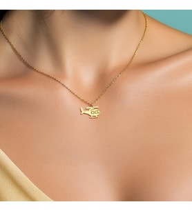 Kişiye Özel 925 Ayar Gümüş Helikopter Kolye (Gold)