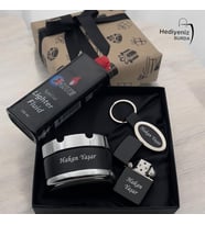 Kişiye Özel Çakmak Anahtarlık Küllük Hediye Seti l Özel Kutulu ve Hediye Paketli
