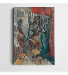 Mandolin Çalan Kadın Kanvas Tablo