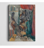 Mandolin Çalan Kadın Kanvas Tablo