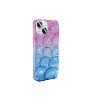 Apple iPhone 15 Uyumlu Kılıf Simli 3D Desenli Zore Hacar Kapak (Pembe-Mavi)
