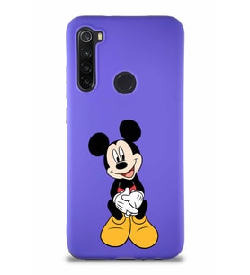 Xiaomi Redmi Note 8 Soft Premier Kapak Mickey Mouse-A Tasarımlı Silikon Kılıf - Mor (Şeffaf)
