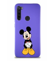 Xiaomi Redmi Note 8 Soft Premier Kapak Mickey Mouse-A Tasarımlı Silikon Kılıf - Mor (Şeffaf)