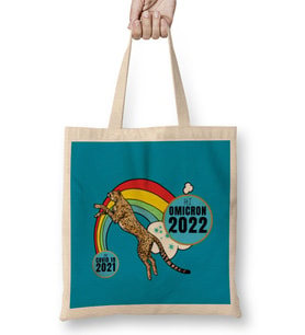 Sarcasm Funny Vintage ANIMAL Saying Covid Hi Omicron Virus 2022 Bez Çanta Uzun Saplı