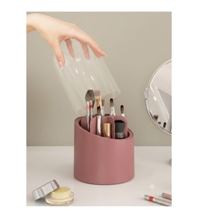 Rose Gold Diamond Makyaj Fırçası ve Kozmetik Organizer, Şeffaf Kapaklı
