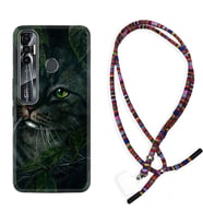 Tecno Spark 6 6 Go 8C 8 Pro 7 7 Pro Kılıf Boyun Asklı Rasta Silikon Flowers Cat 1345