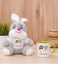 Kişiye Özel Ruh Eşimi Nasıl Bulayım Esprili Peluş Tavşan ve Yeşil Kupa