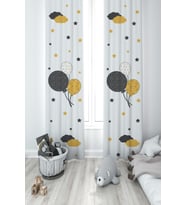 MEKTA HOME BEBEK VE ÇOCUK ODASI Balonlu Yıldız Desenli 2 Kanat Fon Perde