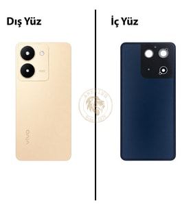 Vivo V29 Lite Gold Arka Kapak Arka Cam Batarya Kapağı Lazer Kesim Kapak Pil Kapağı Back Cover