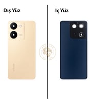 Vivo V29 Lite Gold Arka Kapak Arka Cam Batarya Kapağı Lazer Kesim Kapak Pil Kapağı Back Cover