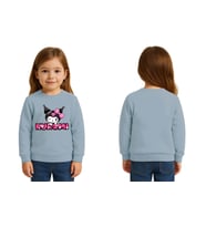 Unisex Kuromi Baskılı Çocuk Swaetshirt 3 İplik Şardonlu (Mavi)