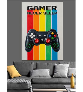 Gamer Oyun Konsolu Posteri Dekoratif Kanvas - Mdf Ahşap Tablo