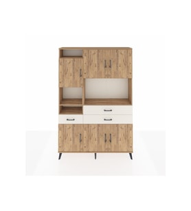 Arges Dolap 9 Raflı 3 Çekmeceli 6 Kapaklı 132x30x195 Çam-Çam/Aytaşı