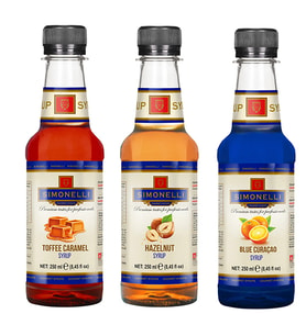 Simonelli 3'lü Şurup Seti (Toffee Karamel + Fındık+ Turunç) Kahve Ve Kokteyl Şurubu 3x250ml