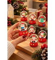 1 Adet 2027 Yeni Yıl Noel Baba ve Yılbaşı Temalı Kar Küresi 7 cm Mini Kar Küresi Yılbaşı Hediyesi