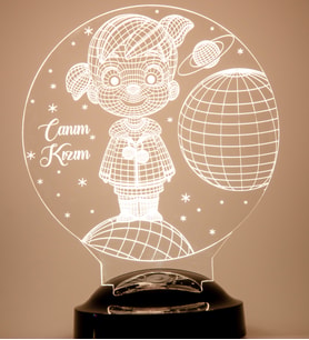 Love Lamp Küçük Kız Kişiye Özel Konsept Hediye 3 Boyutlu Led Lamba