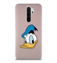 Xiaomi Redmi Note 8 Pro Soft Premier Kapak Donald Duck-B Tasarımlı Silikon Kılıf - Pudra (Şeffaf)