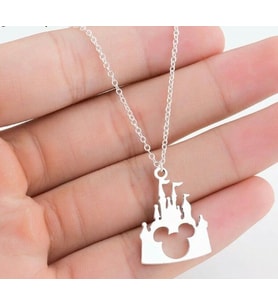 Gümüş  Mickey Mouse ve Şatosu Gümüş Kolye 925k