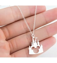 Gümüş  Mickey Mouse ve Şatosu Gümüş Kolye 925k