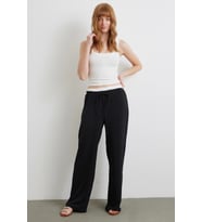 Bel Bantlı Wide Leg Pantolon Siyah (Siyah)