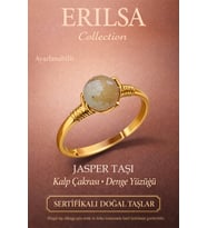 Sertifikalı Kalp Çakrası Denge Yüzüğü – Jasper Taşı Ayarlanabilir Gold Başak Oğlak Boğa Burcu (Çok Renkli)