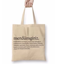 Merdümgiriz Kelime Bez Çanta Uzun Saplı