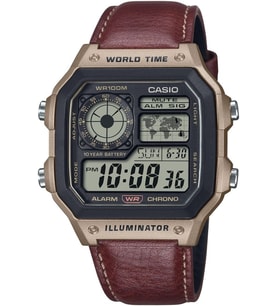 CASIO AE-1200WHL-5AVDF KAHVERENGİ DERİ KORDON DİJİTAL KARE ERKEK KOL SAATİ