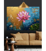 Pembe Lotus Çiçeği Dekoratif Kanvas - Mdf Ahşap Tablo