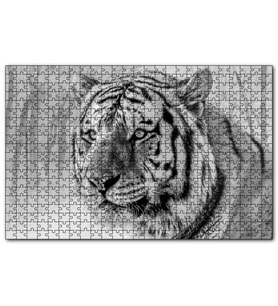 Cakapuzzle Sibirya Kaplanı Siyah Beyaz Yakın Çekim  Puzzle Yapboz MDF (Ahşap) (120 Parça)