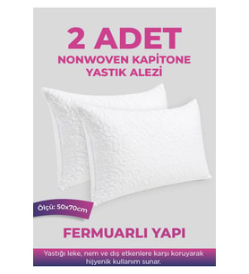 2 ADET KAPİTONE YASTIK ALEZİ - FERMUARLI - 50x70cm - NonWoven