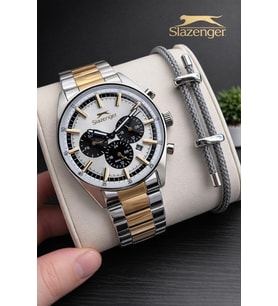 Slazenger İtalyan Tasarım Bileklik Hediyeli 2 Yıl Garantili 10 Atm Çelik Erkek Kol Saat ESE.2602.230