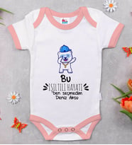 BK Kids Kişiye Özel Pembe Bebek Body Zıbın - Model 85