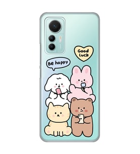 Xiaomi Mi 12 Lite Uyumlu Sevimli Ayıcıklar Desenli Şeffaf Telefon Kılıfı