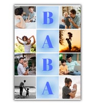 Kişiye Özel Çerçevesiz Baba Yazılı Kolaj Poster, 8 Fotoğraflı Babaya Hediye Poster, Babalar Günü Hediyesi Poster