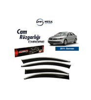 Mega Oto Market Sunpleks Krom Cam Rüzgarlığı Volkswagen Jetta 2011- Sonrası ile uyumlu (Siyah)