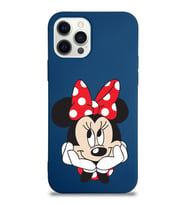 Apple iPhone 12 Pro Max  Lansman Kılıf Minnie Mouse Tasarımlı Altı Kapalı İçi Kadife Kaplı  Kapak (Şeffaf)