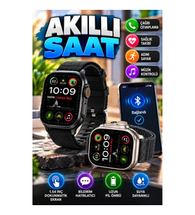 Akıllı Saat 1.54 İnç Dokunmatik Ekran Bluetooth Adımsayar Alarm Hatırlatıcı Çağrı Cevaplama