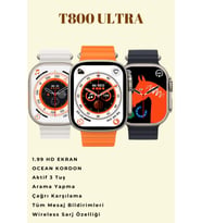 Watch 8 Ultra T800 Ultra 3 Tuş Aktif Yeni Watch 8 Ultra Kasası 1.99 Ekran Akıllı Saat Smart Watch (Turuncu)