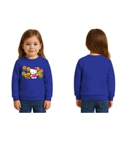 Unisex Hello Kity Baskılı Çocuk Swaetshirt 3 İplik Şardonlu (SAKS MAVI)