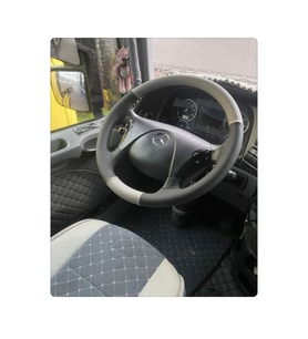 DİKİŞLİ DİREKSİYON KILIFI GRİ/SİYAH DERİ SİYAH DİKİŞLİ MERCEDES TIR KAMYON İÇİN